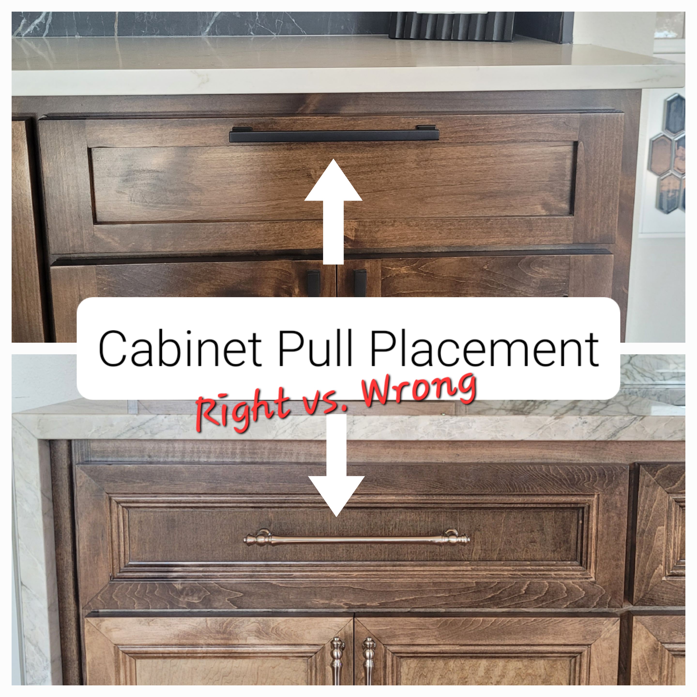 Navigating the Choice: Cabinet Pull Placement - Frame Centered or Drawer  Face Centered? - GORILLA BROTHERS Renovations